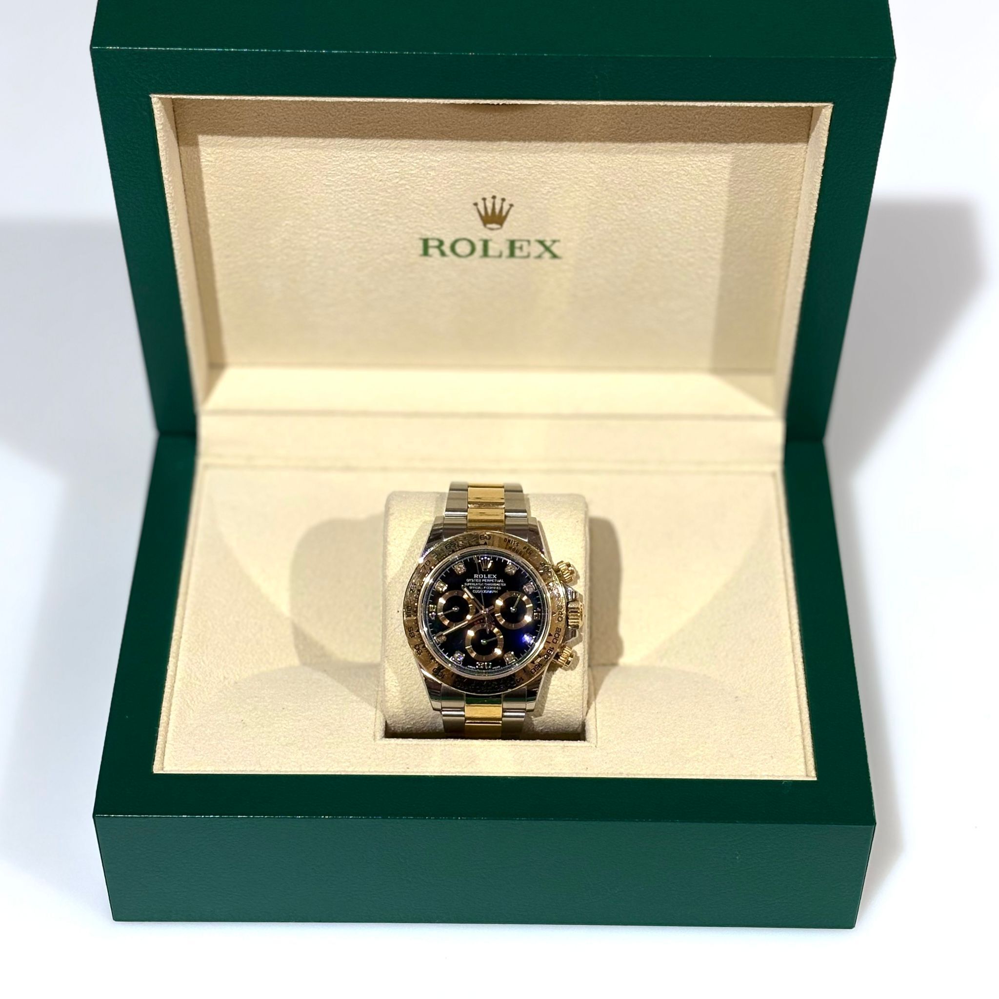 95%NEW二手 ROLEX DAYTONA 116503 , 18K金 GOLD/ STEEL 黑面 鑽石字 #勞力士手錶 #香榭站正品