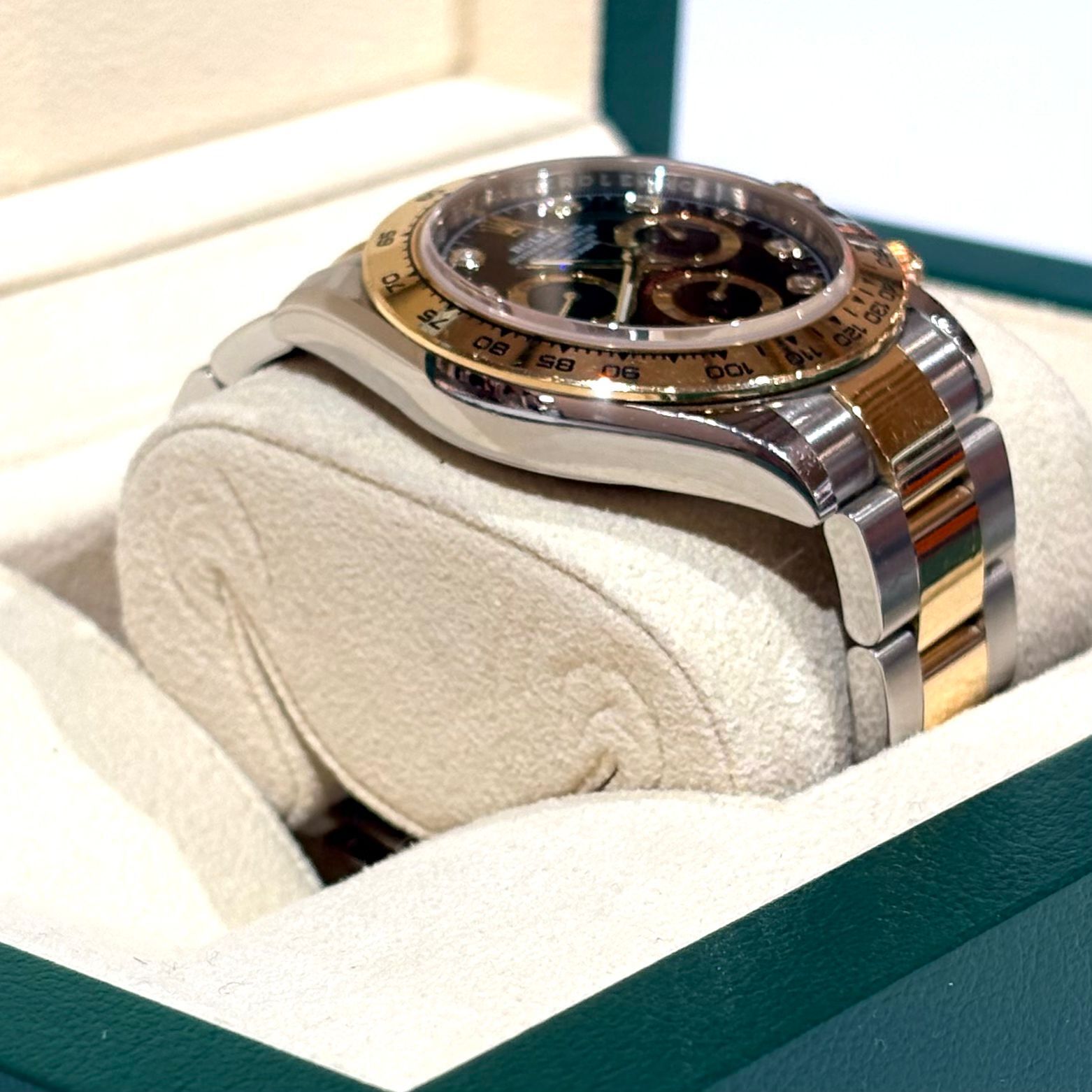 95%NEW二手 ROLEX 116503 DAYTONA , 18K金 GOLD/ STEEL 黑面 鑽石字 #勞力士手錶 #香榭站正品