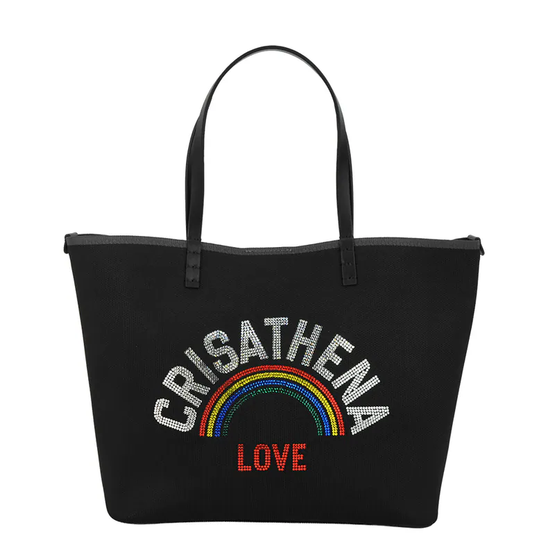 0710CR04-CRISATHENAHK-CLOTHING-Glam Rainbow Middle Tote Bag 28 x 13 x 24cm（A4）