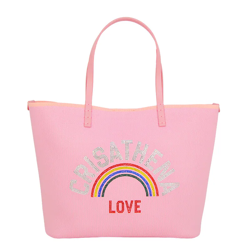0710CR04-CRISATHENAHK-CLOTHING-Glam Rainbow Middle Tote Bag 28 x 13 x 24cm（A4）