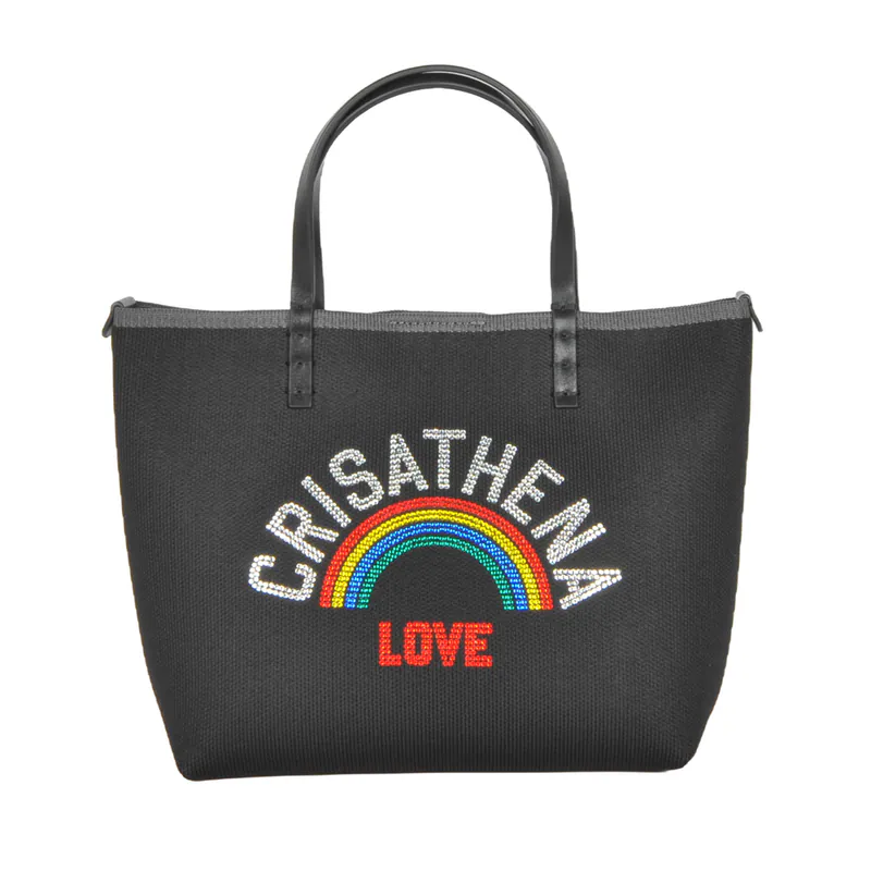 0710CR05-CRISATHENAHK-CLOTHING-Glam Rainbow Small Tote Bag 20 x 19 x 9cm（A5）
