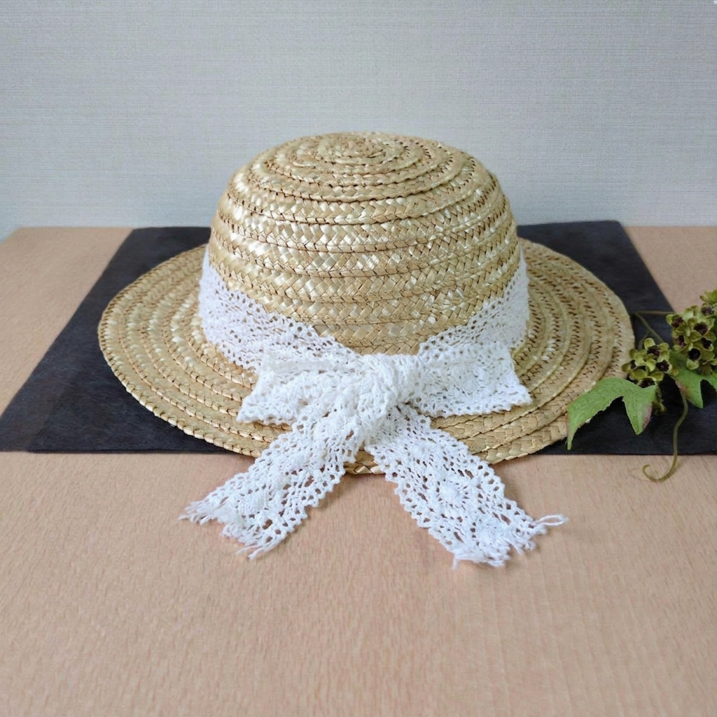 【西松屋】棉布蕾絲蝴蝶結兒童草帽