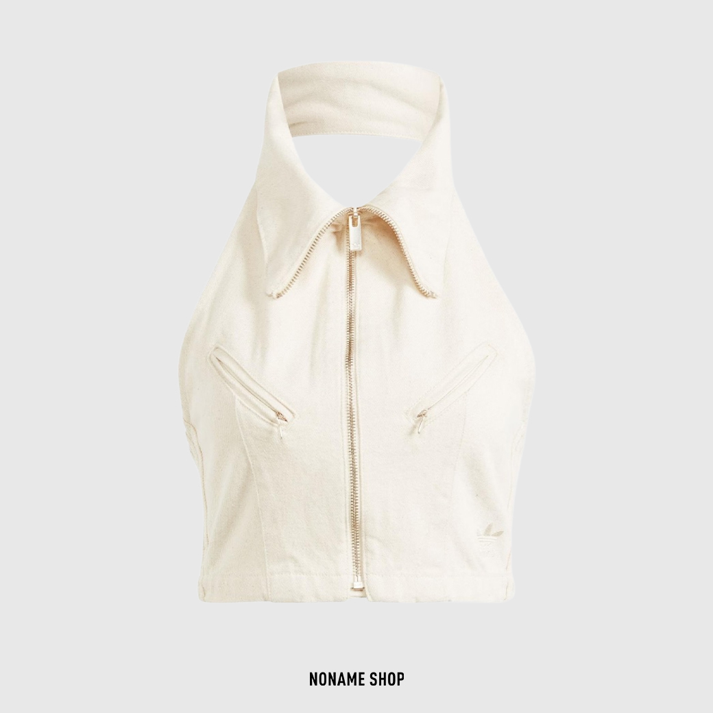 ADIDAS ORIGINALS 申有娜同款 KARINA同款 牛仔 露背 馬甲 背心 白色 (女款)