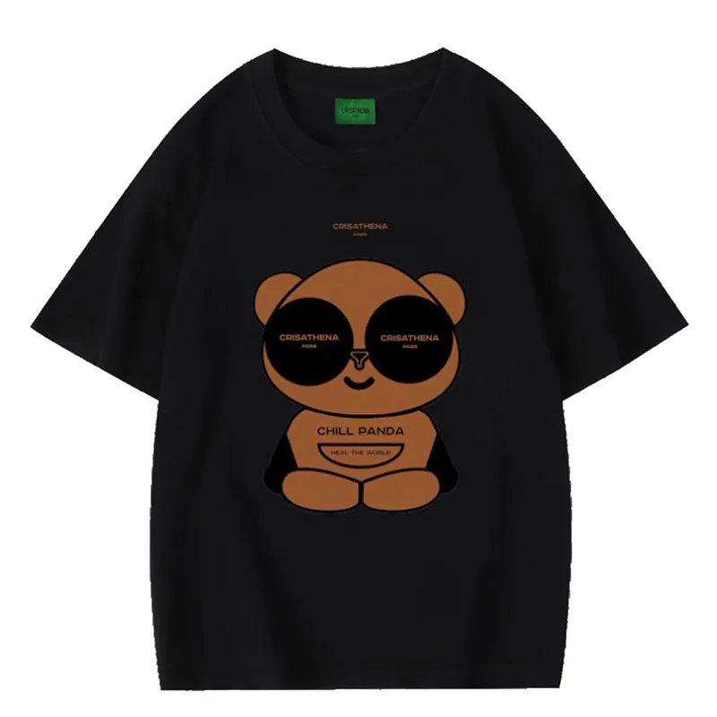 0710CR24-CRISATHENAHK-CLOTHING-Chill Panda T-shirt in Black（A24）
