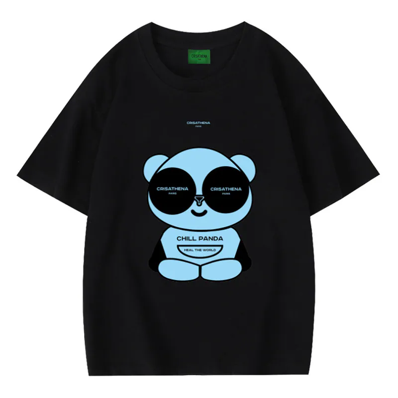 0710CR24-CRISATHENAHK-CLOTHING-Chill Panda T-shirt in Black（A24）