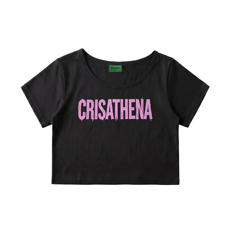 0710CR27-CRISATHENAHK-CLOTHING-Brush Short T-Shirt in Black（A27）