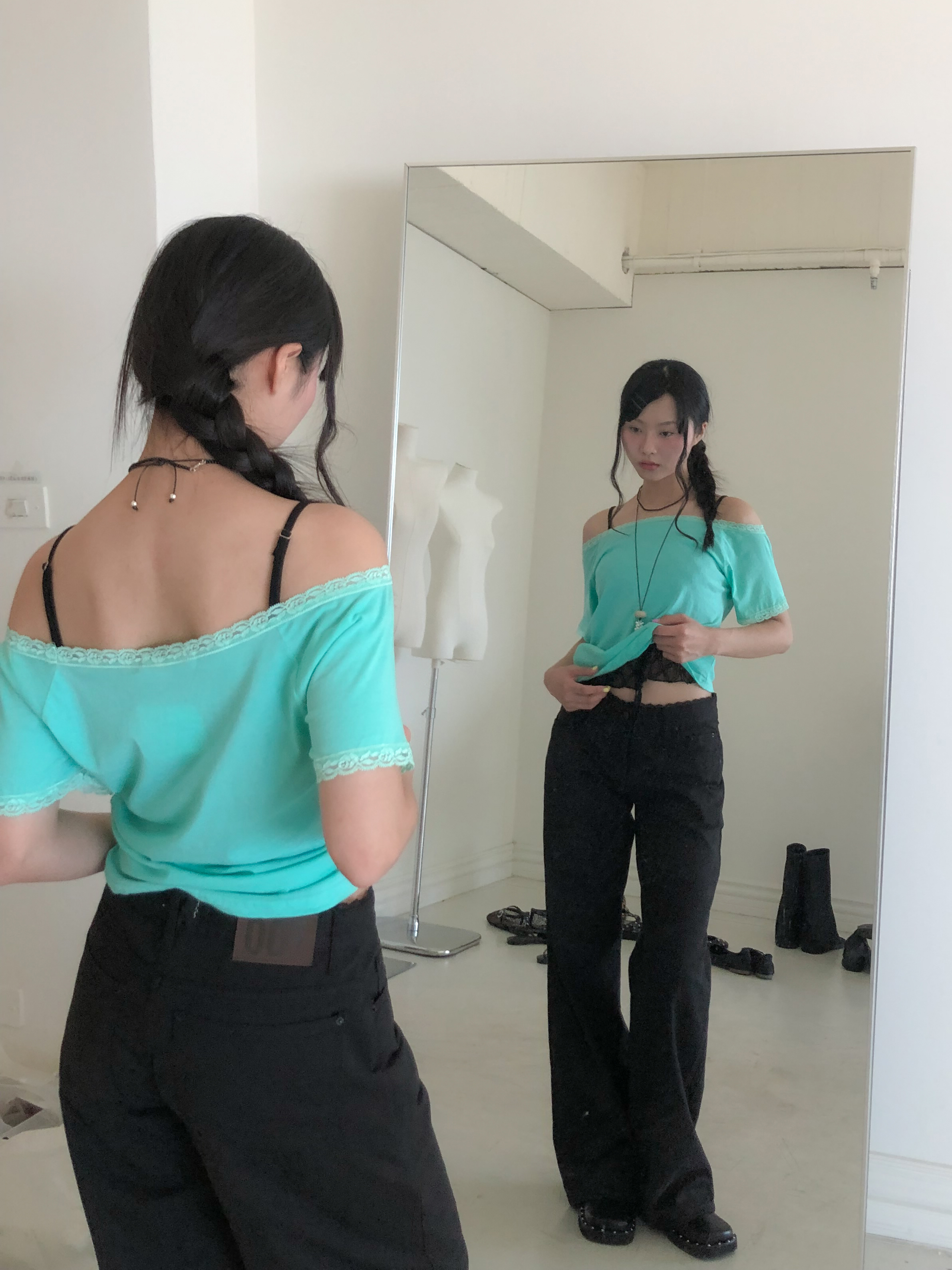 lace layered pants #長褲