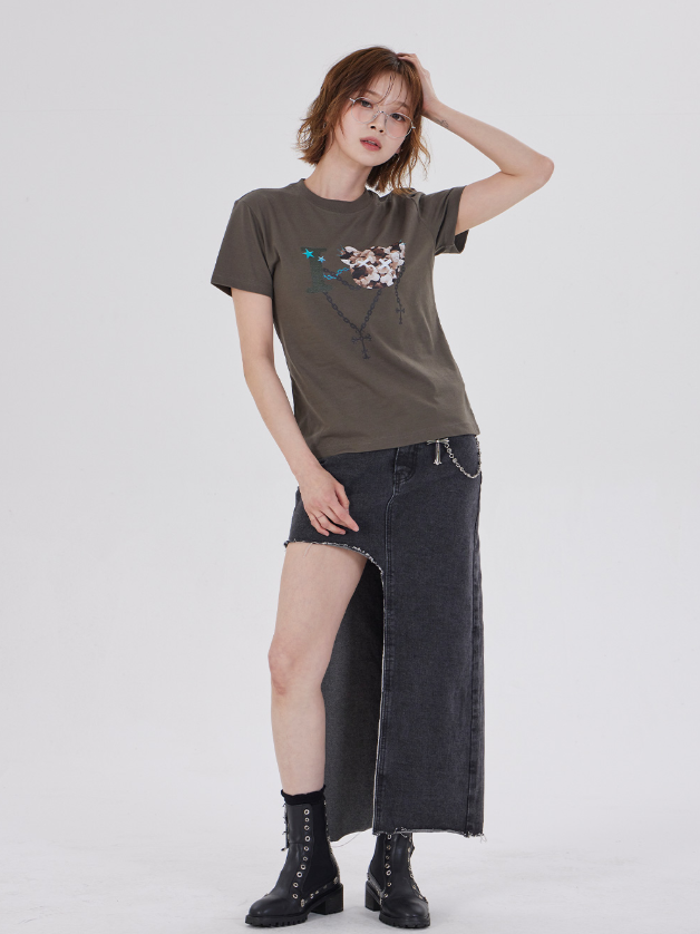 韓國代購 棒棒糖 女款 I LOVE CAMO BEAR SILM FIT T-SHIRT