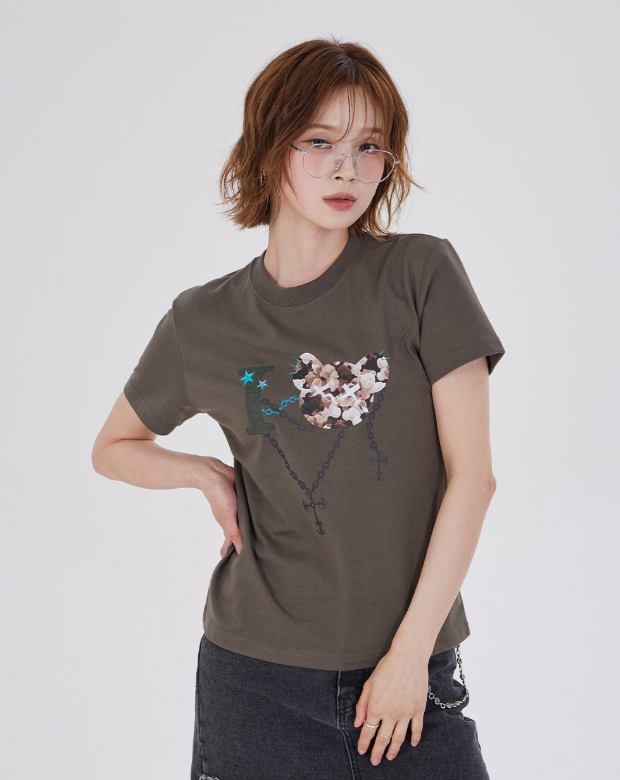 韓國代購 棒棒糖 女款 I LOVE CAMO BEAR SILM FIT T-SHIRT