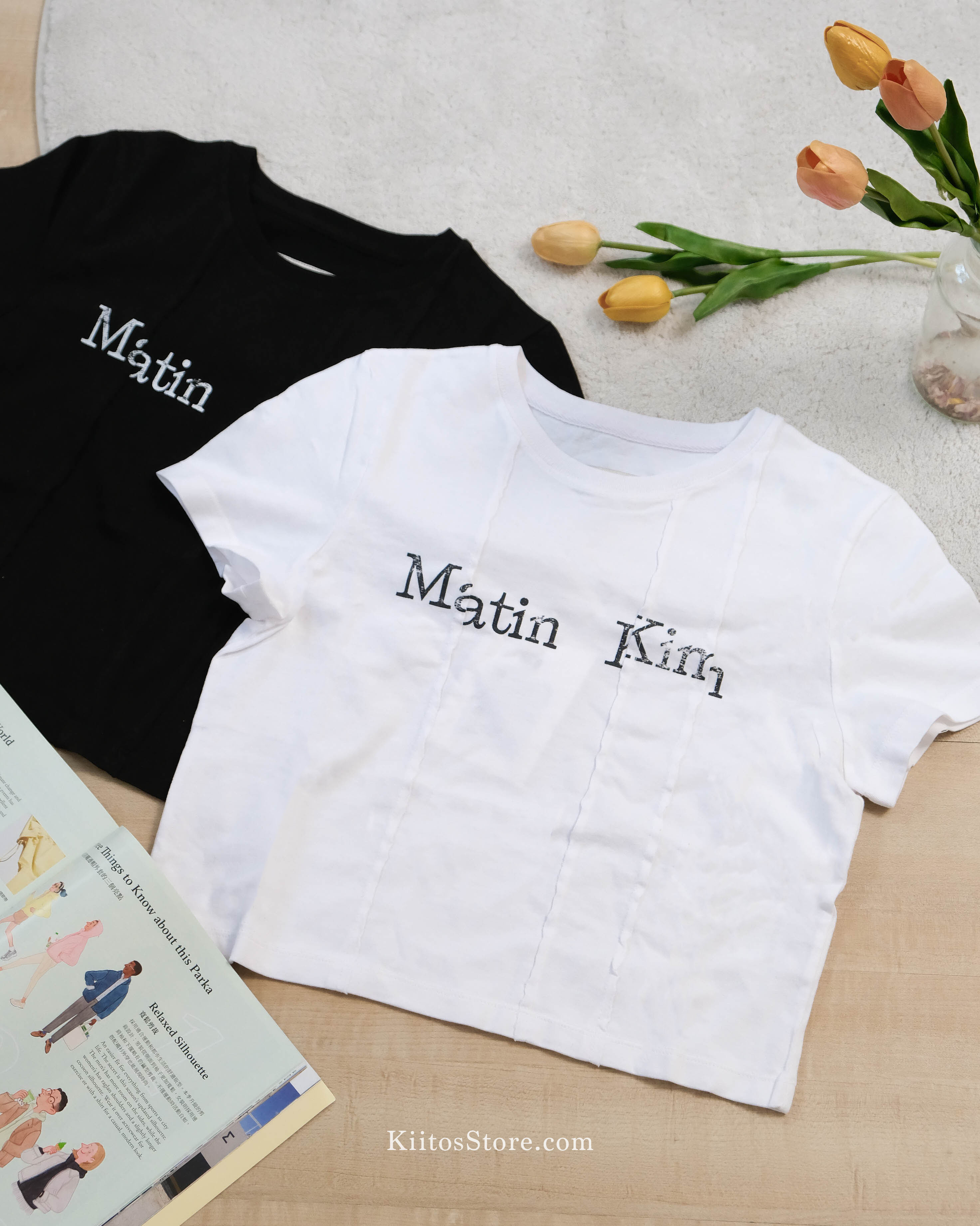 【現貨】韓國代購 Matin Kim 設計款 不對稱 置換 錯位Logo 短版上衣 多色可選