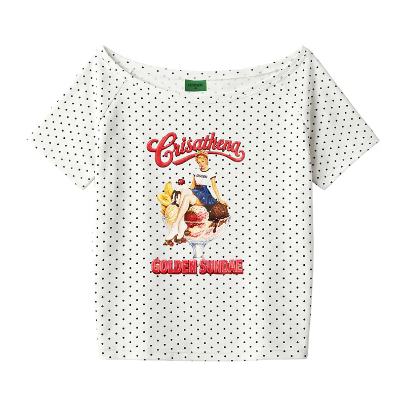 0710CR37-CRISATHENAHK-CLOTHING-Golden Sundae Slouchy T-Shirt（A37）