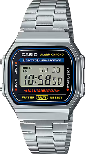 萬年鐘錶 - 卡西歐  CASIO 復古經典方形電子錶 A168WA-1  錶徑 36.3 MM
