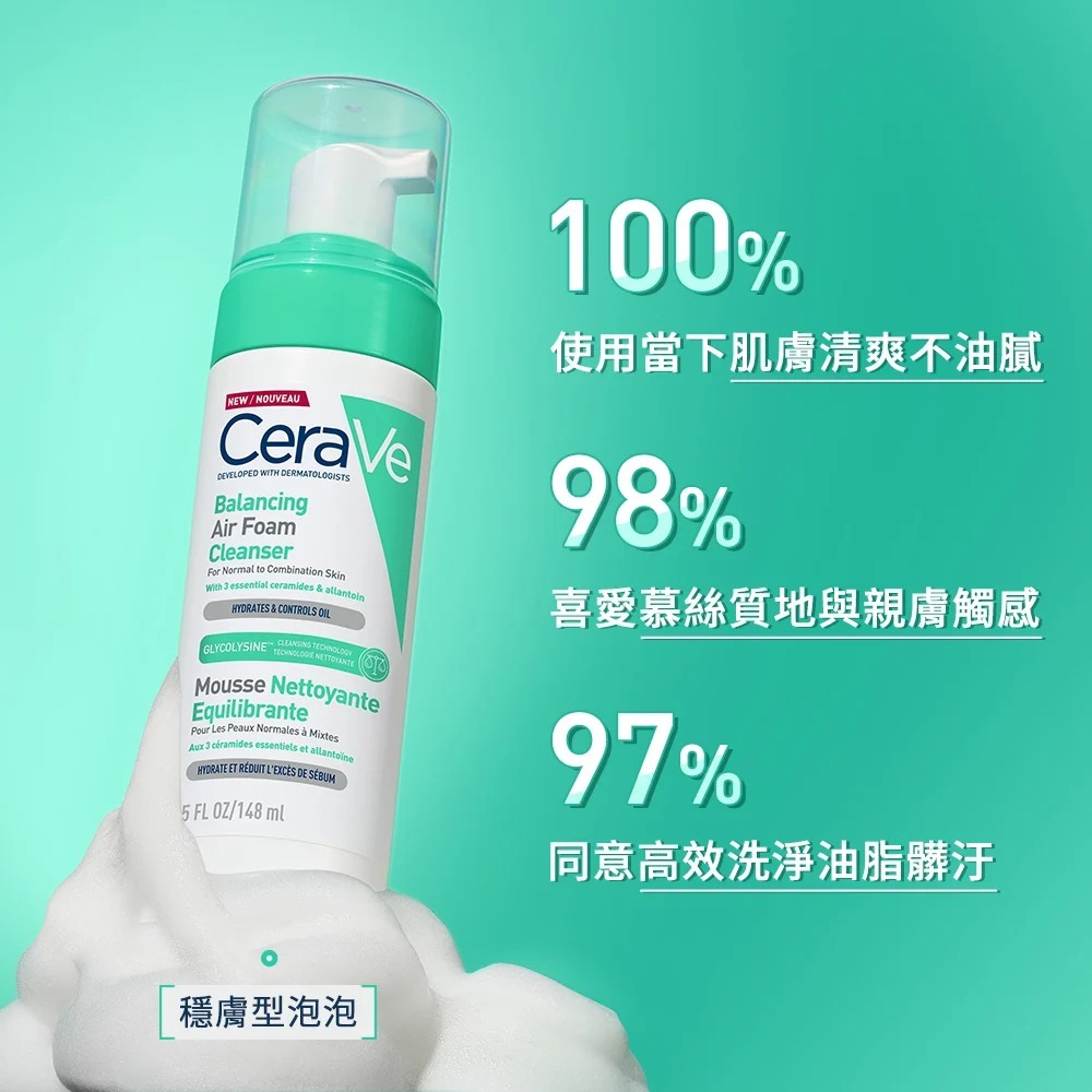 CeraVe適樂膚油水雙衡修護潔顏慕絲 敏感肌控油保濕洗臉慕斯