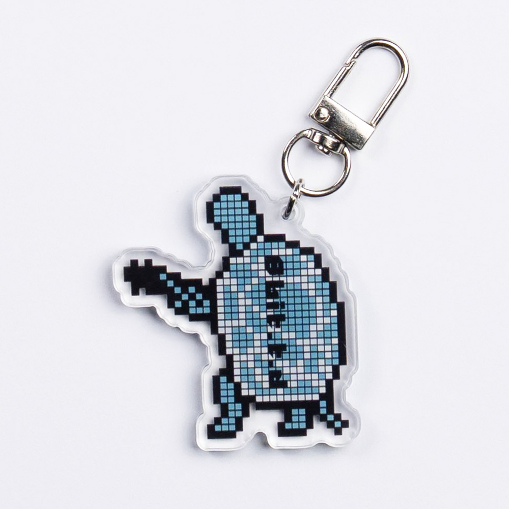 8bit Acrylic Keychain Turtle Playing Guitar