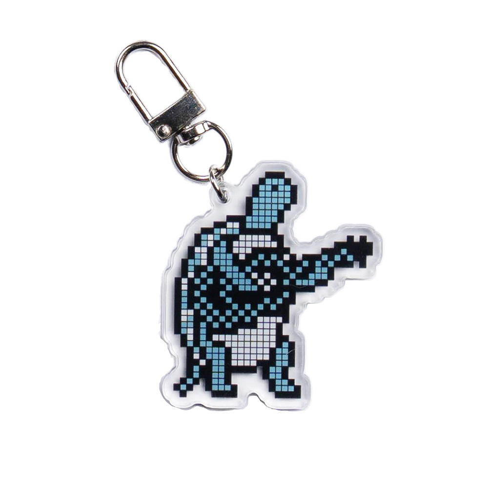 8bit Acrylic Keychain Turtle Playing Guitar