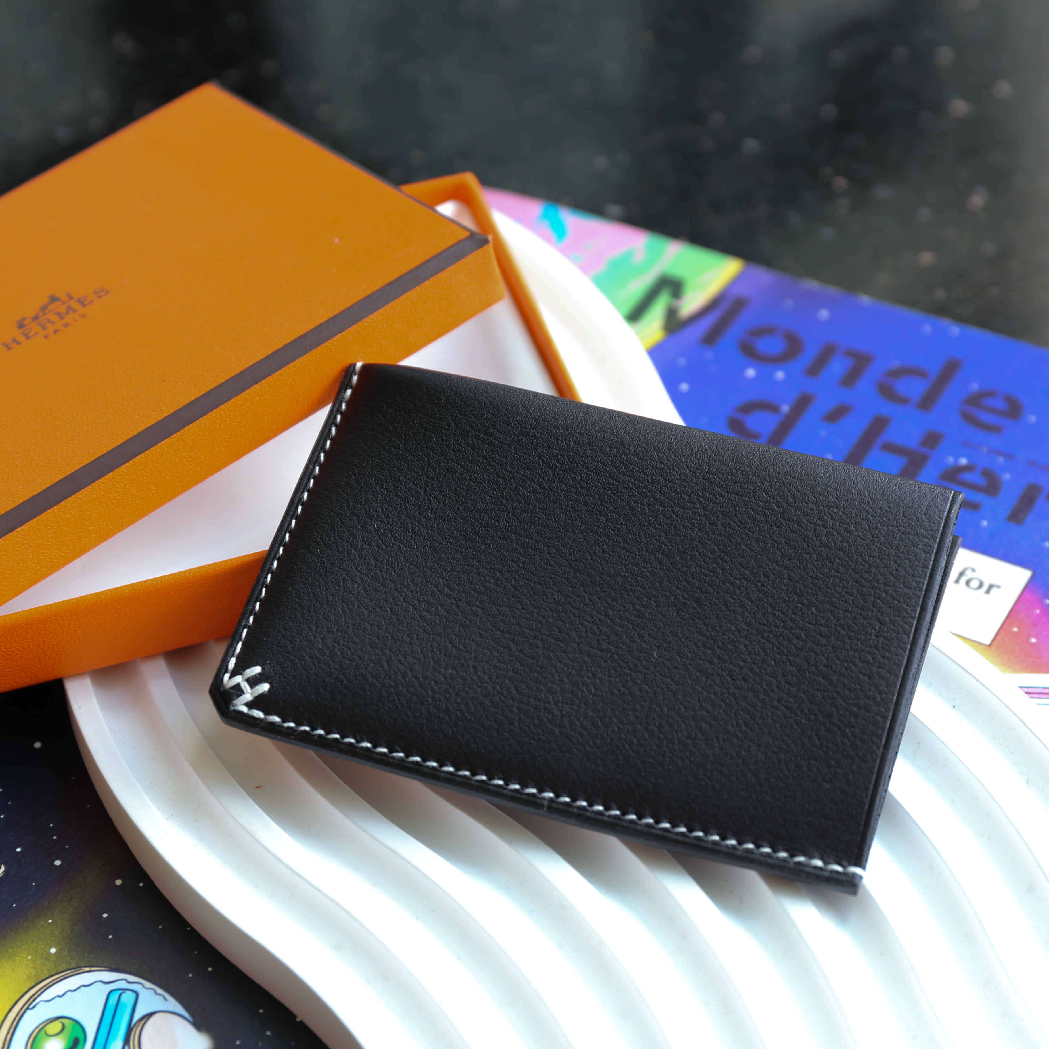 Hermes Sellier CardHolder (Black Color Evergrain leather)