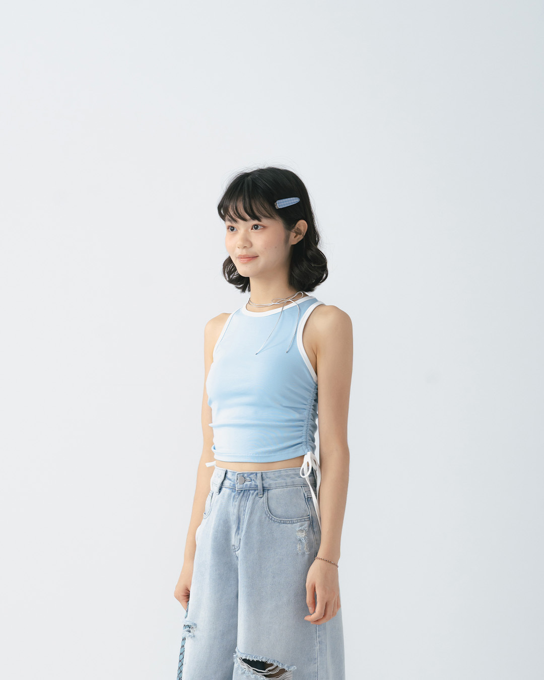 Piping color-matched drawstring casual vest, available in four colors S/M【01099871】in stock+pre-order