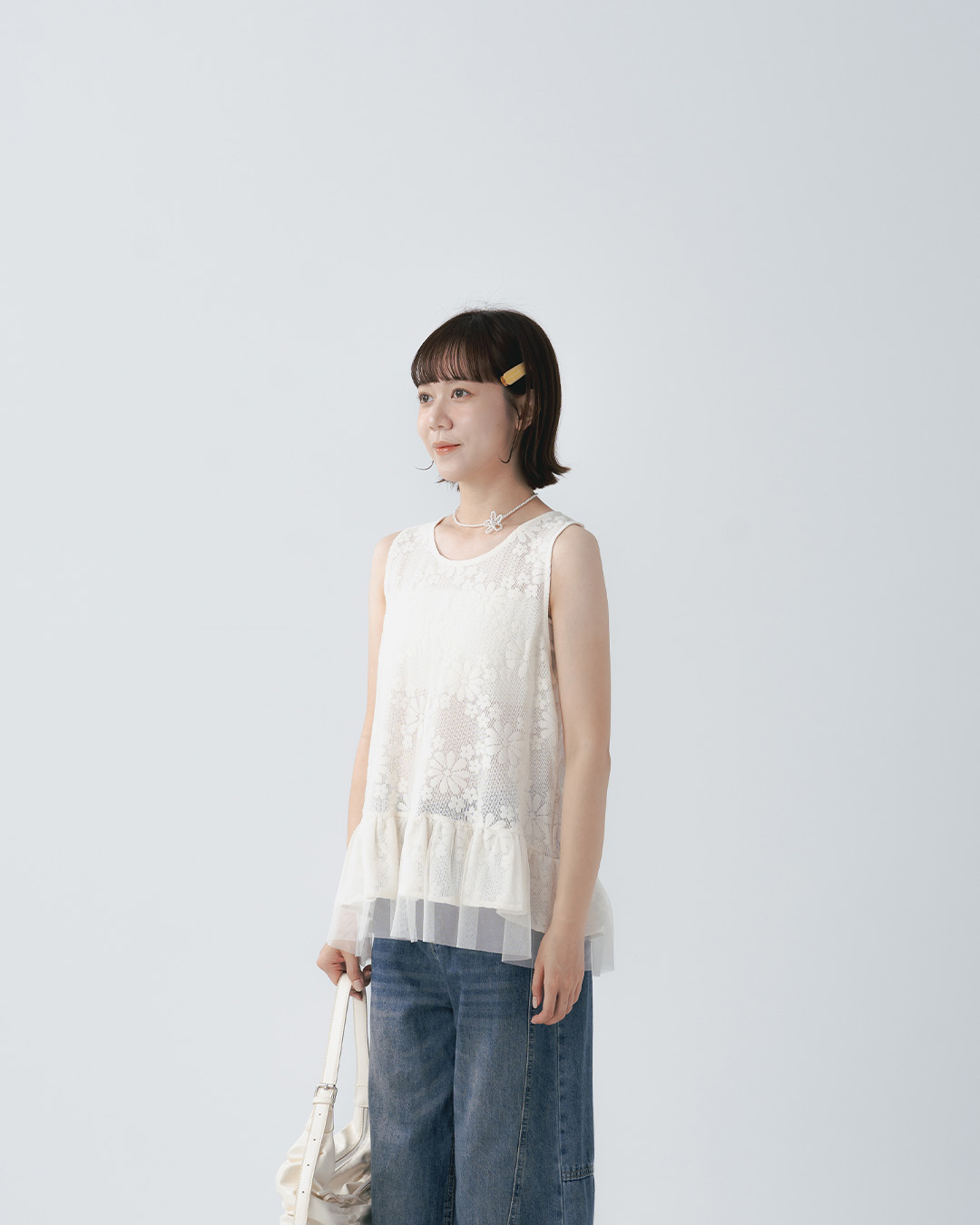 Lace jacquard patchwork mesh design cover-up vest【01099814】in stock+pre-order