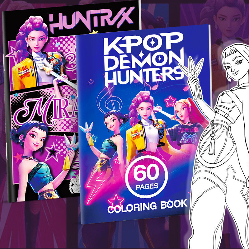 獵魔女團圖畵本kpop動漫週邊圖畵本週邊填色本綫稿兒童畵冊塗色繪