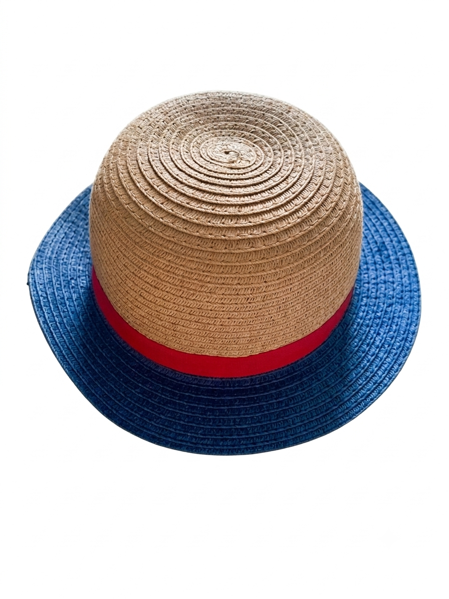 【Nishimatsuya】Red and Blue Trimmed Children's Straw Hat