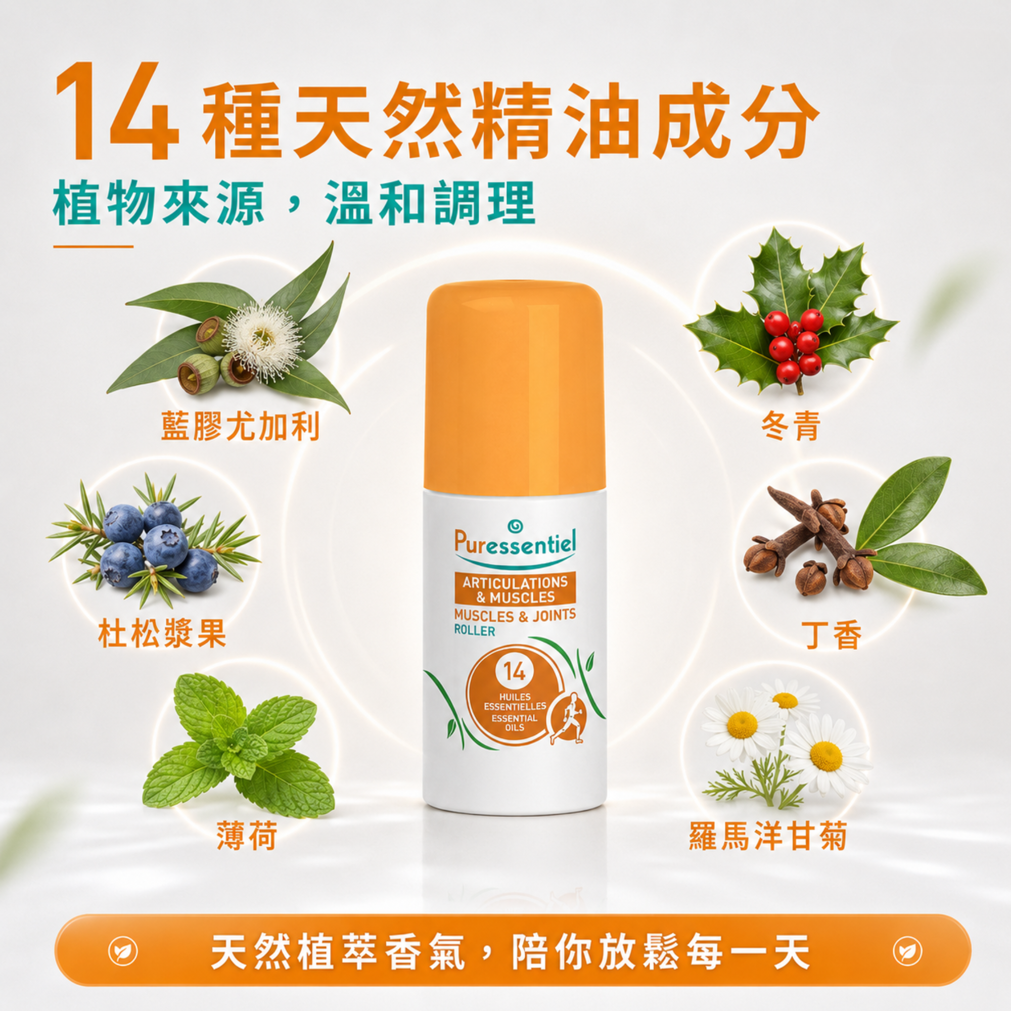Puressentiel 璞萃 E°14 日常養護精油滾珠,添加多種天然精油成分