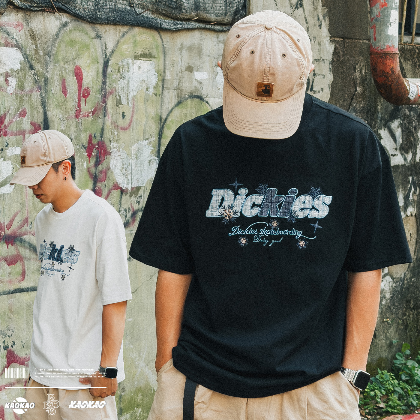 Dickies 320g 厚磅 「藍花卉貼布刺繡」短Tee