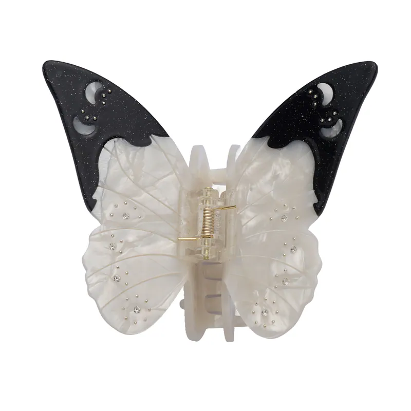 0710CR61-CRISATHENAHK-CLOTHING-Butterfly Hair Pin in Pearl,Black（A61）