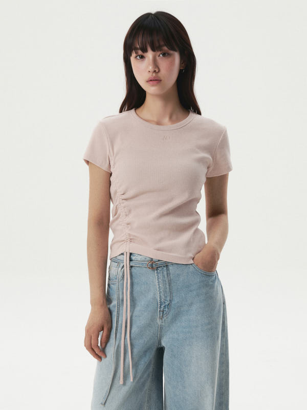 【預購】WHO.A.U H0708213 女裝羅紋抽繩短袖上衣