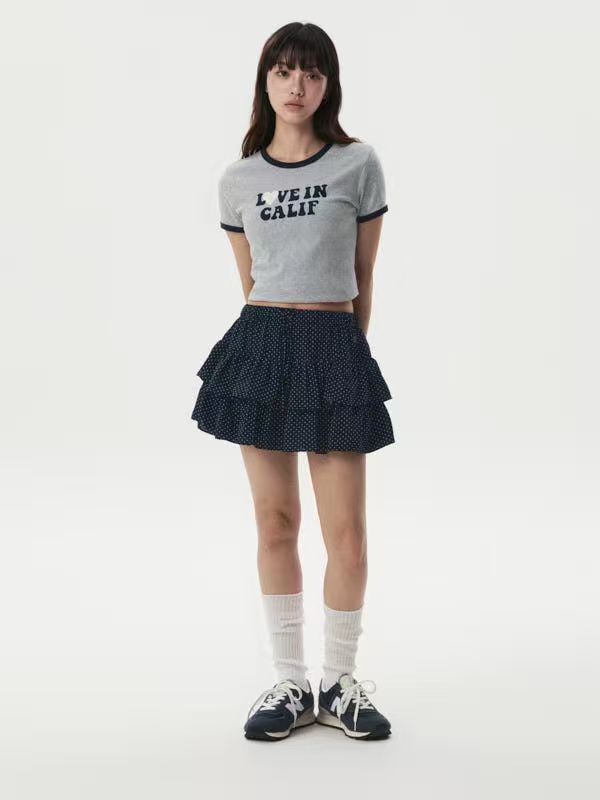 【預購】WHO.A.U H0708214 女裝字母印花滾邊短袖上衣