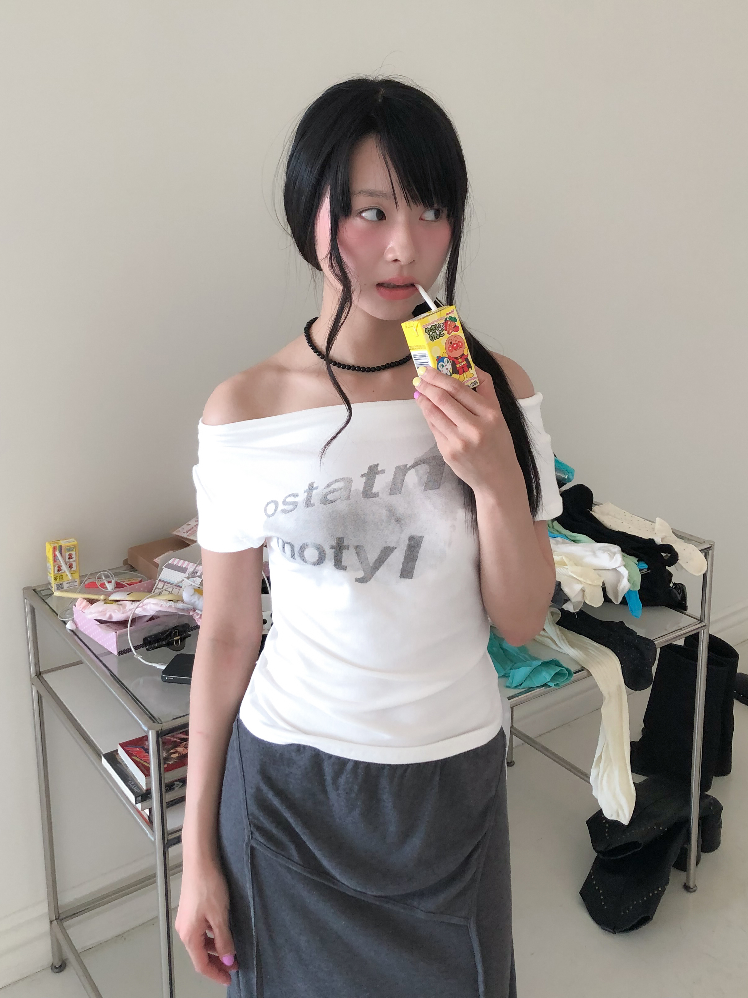 lettering drape tee #上衣