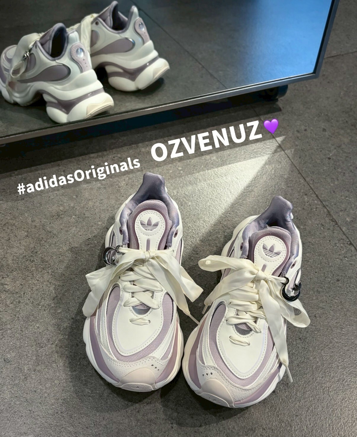 【Luxury】 ADIDAS ORIGINALS Ozvenuz 浮蝶鞋 蝴蝶鞋 經典運動鞋 老爹鞋 女款 漢玉白 LA3791 紫色蝴蝶鞋子愛迪達 增高 厚底
