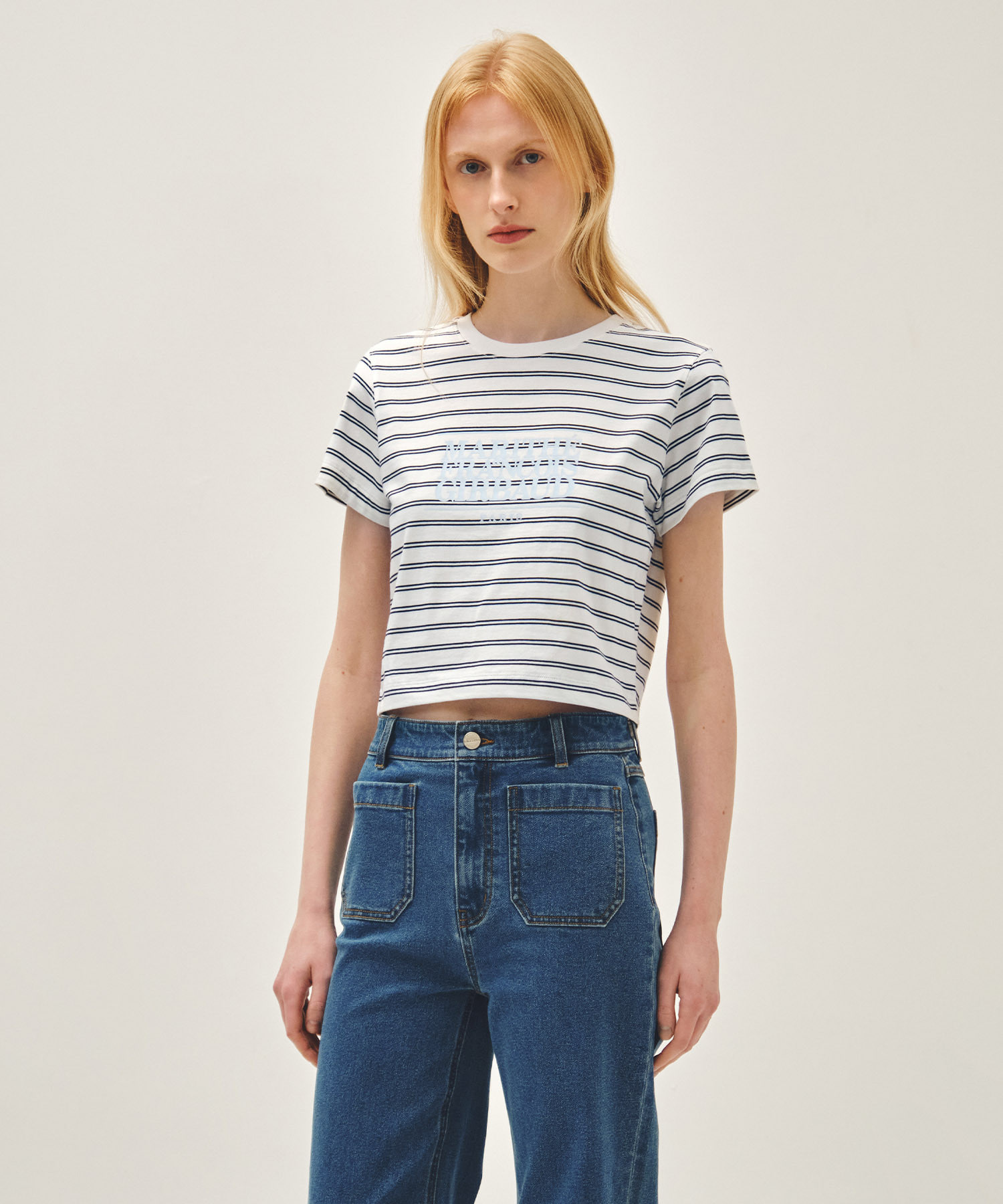 【隨時截單！限時優惠預訂】 MARITHE FRANCOIS GIRBAUD W CLASSIC LOGO CROP TEE - 間條短款（3色）