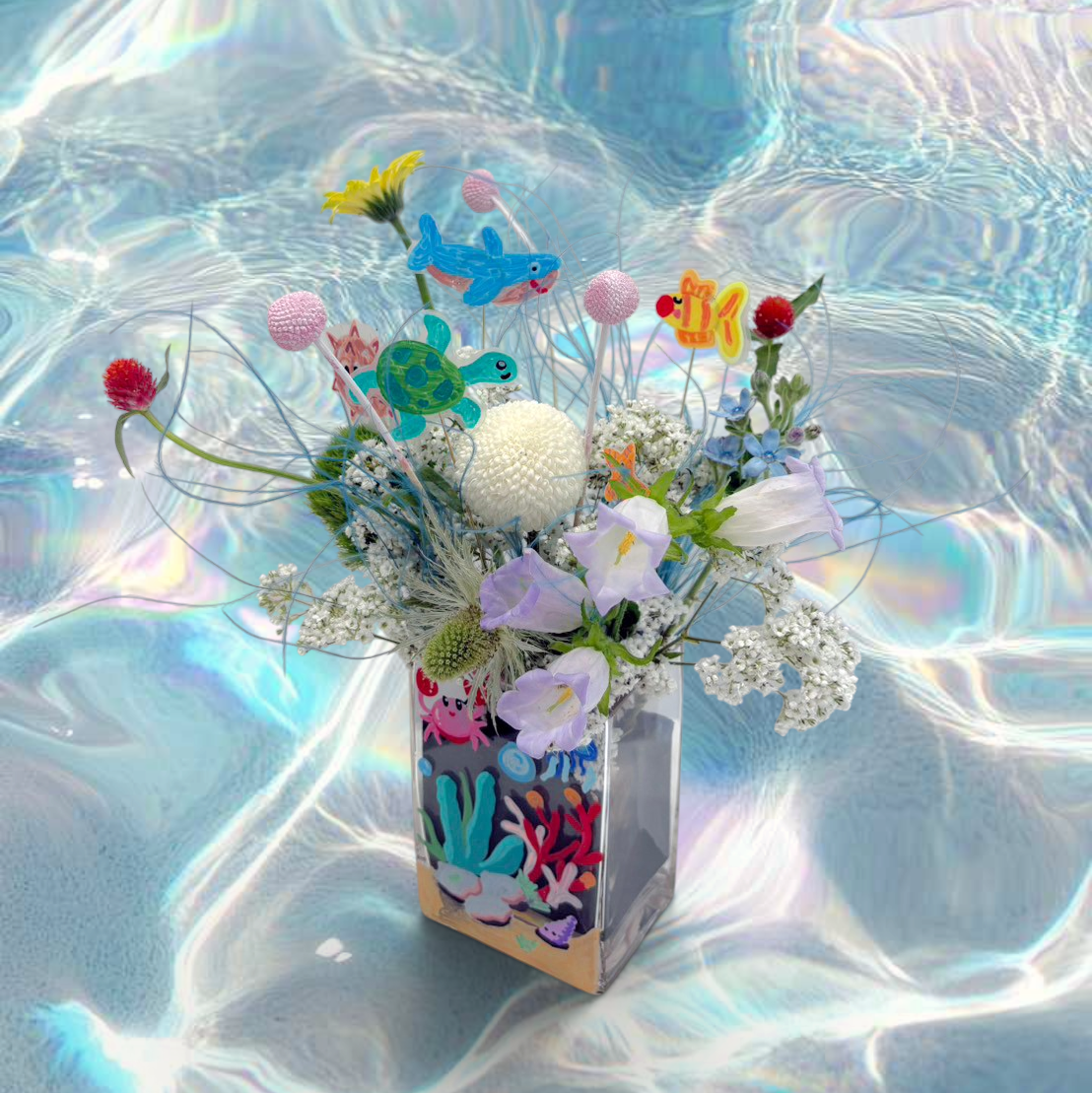 親子盆花課【海底花園玻璃繪畫】