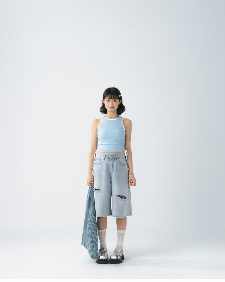 Piping color-matched drawstring casual vest, available in four colors S/M【01099871】in stock+pre-order