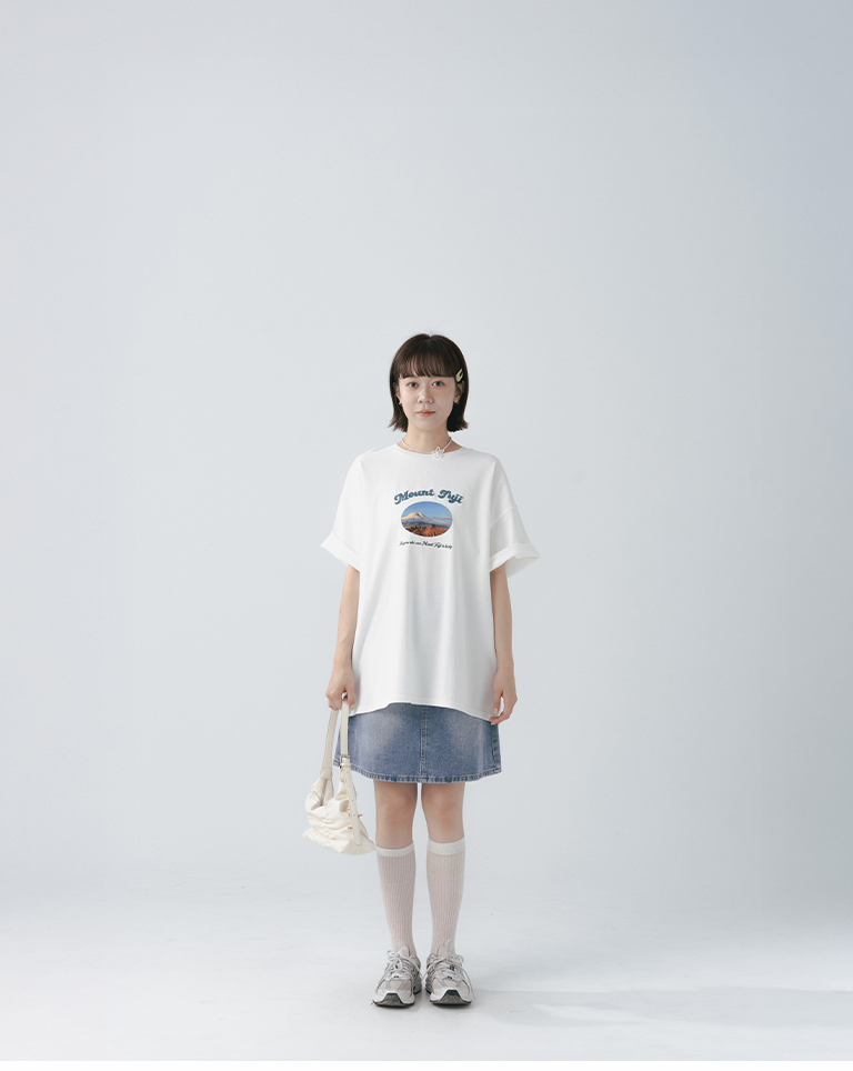Mount Fuji print wide-leg short-sleeved top【01190412】in stock+pre-order
