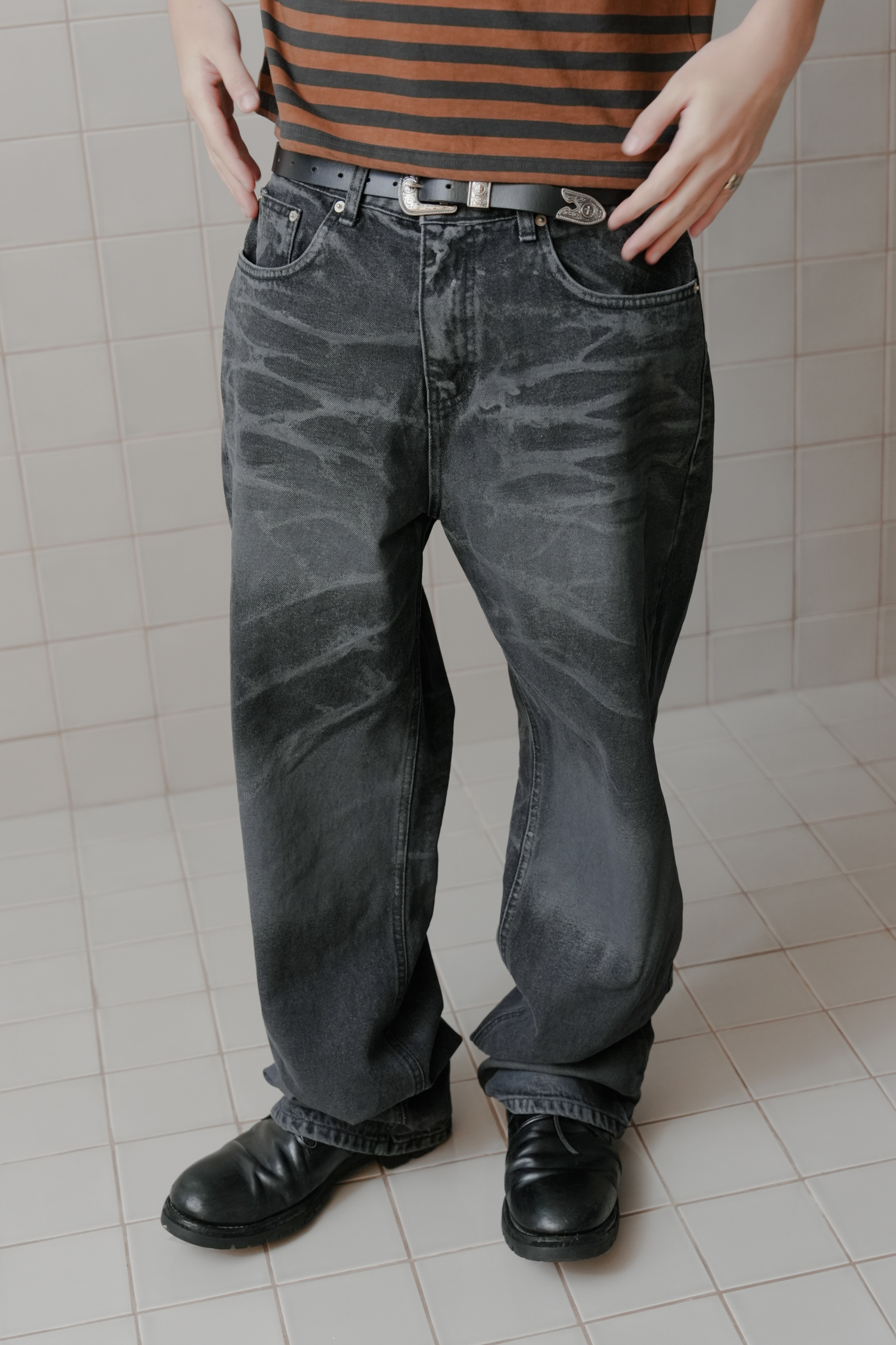 blood wash denim pants #牛仔褲