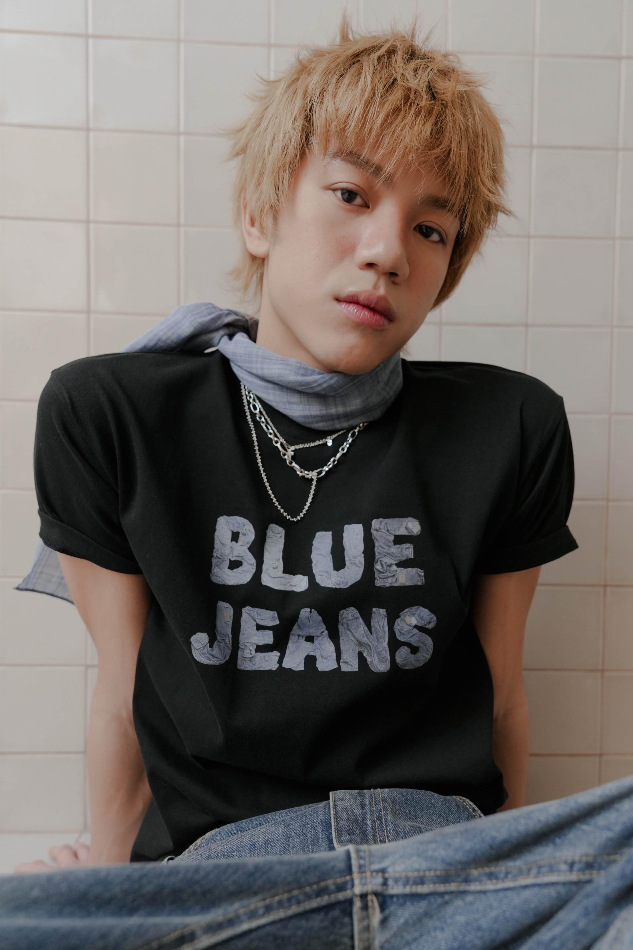 blue jean short sleeve tee #上衣