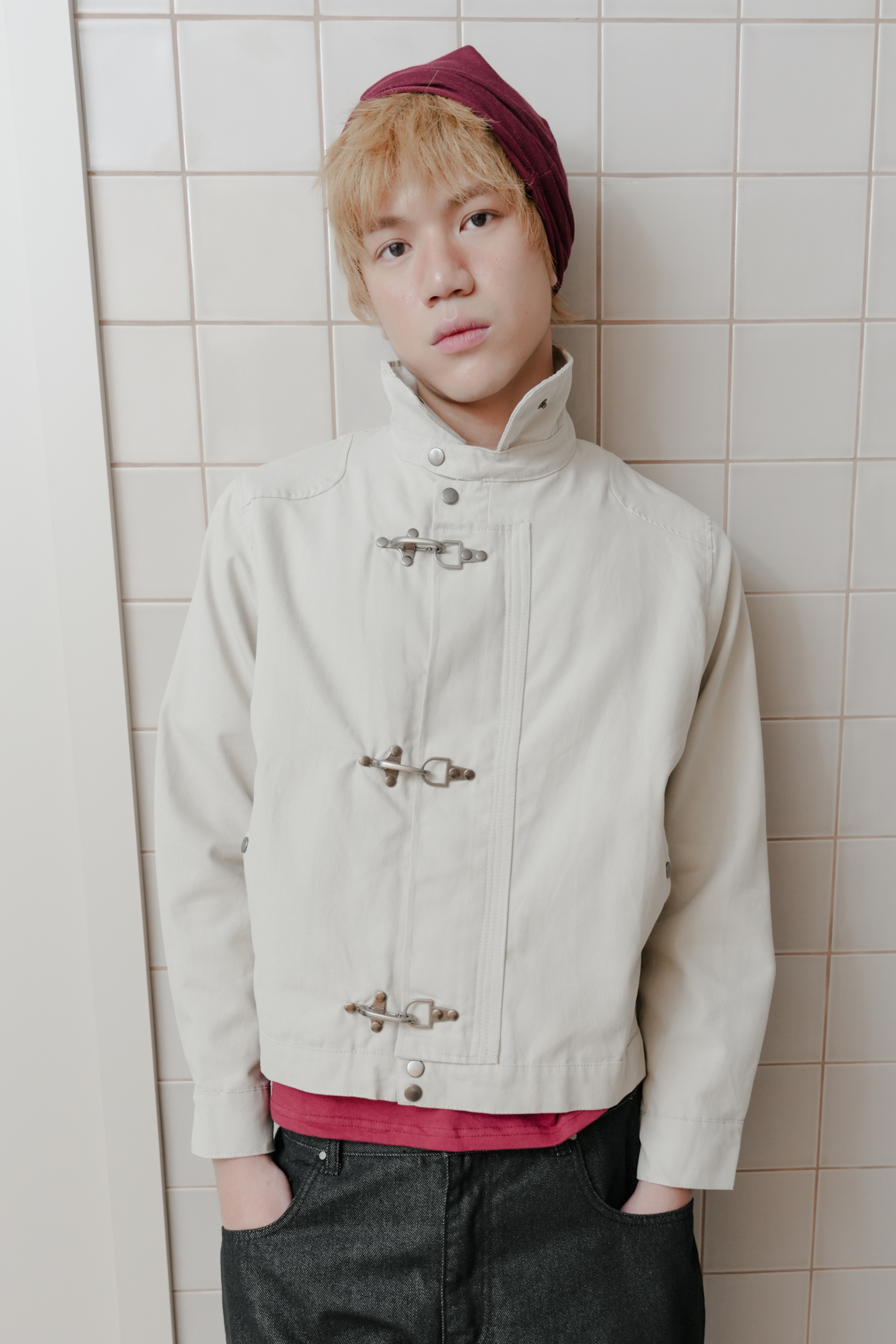 buckle work trucker jacket #外套
