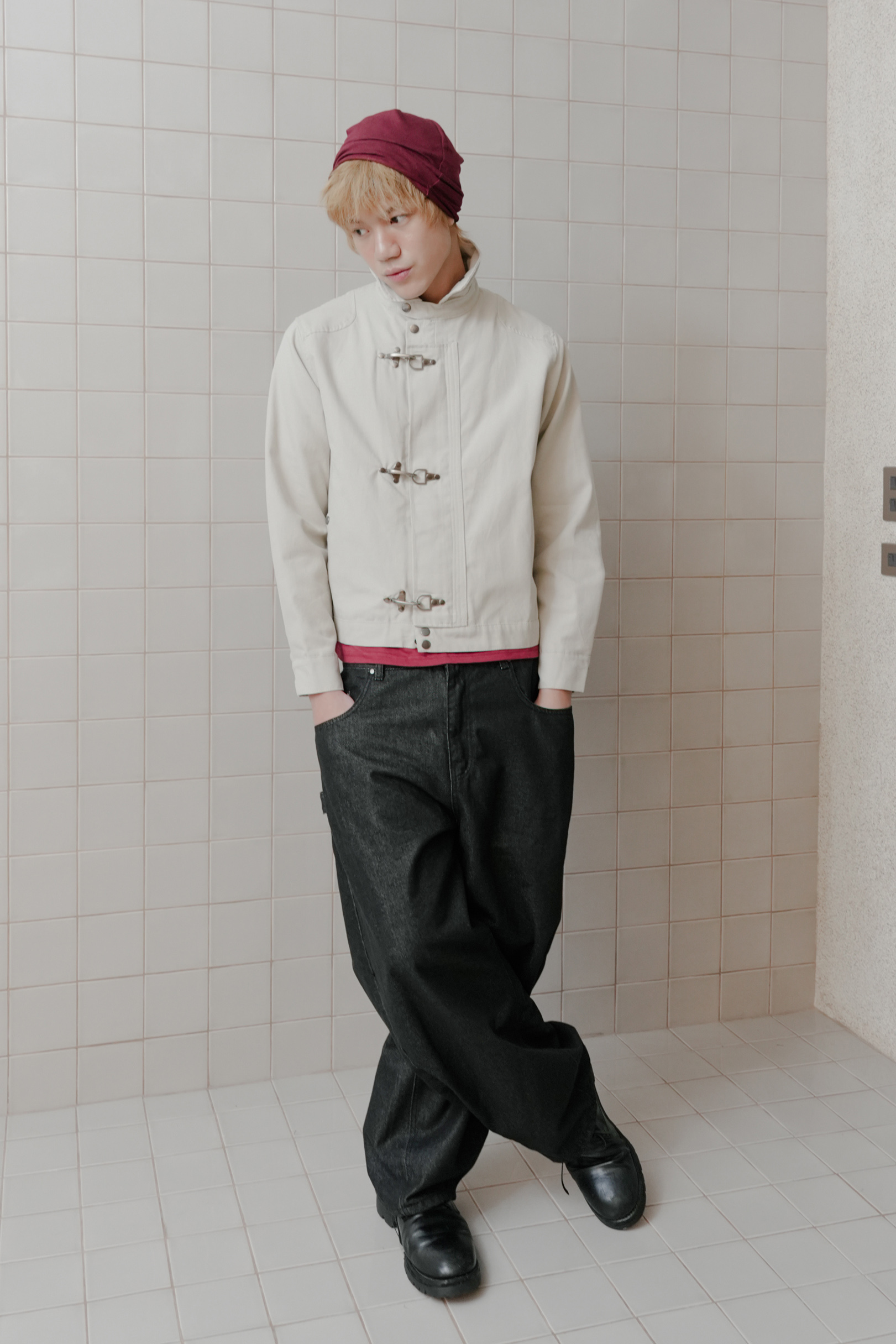 buckle work trucker jacket #外套