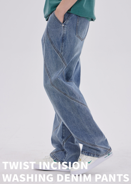 韓國代購 棒棒糖 明星同款牛仔褲  TWIST INCISION WASHING DENIM PANTS