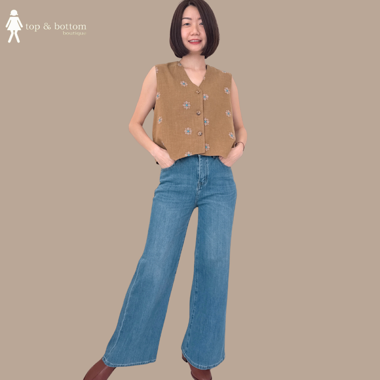 HGIH WAISTED LONG JEANS WITH LITTLE BELL BOTTOM