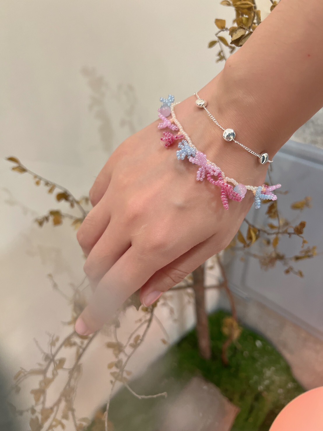 0708隱藏款。幻彩蝶結銀手鍊