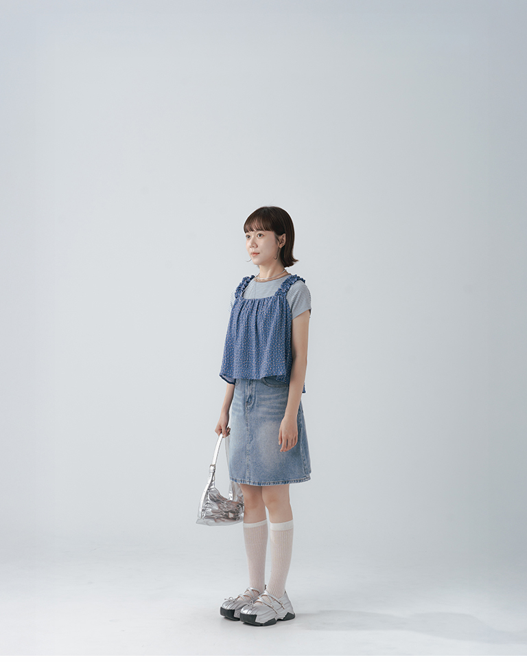 Retro washed denim mini skirt S/M/L【03010957】in stock+pre-order