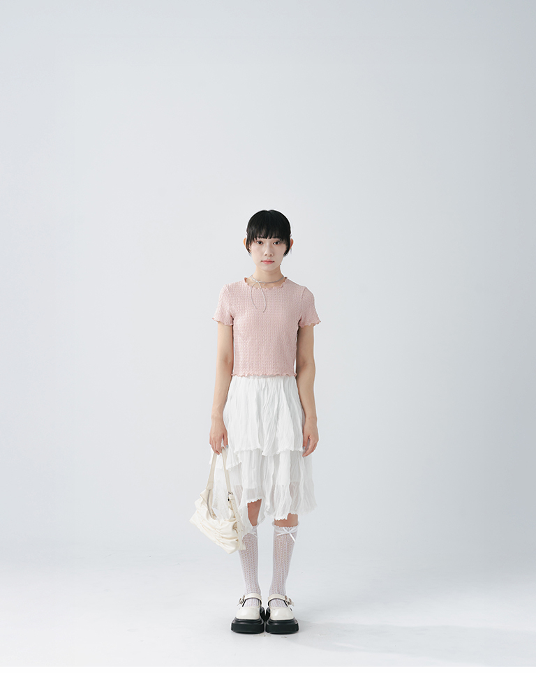 Irregular ruffle pattern midi skirt, available in two colors.【03021768】in stock+pre-order