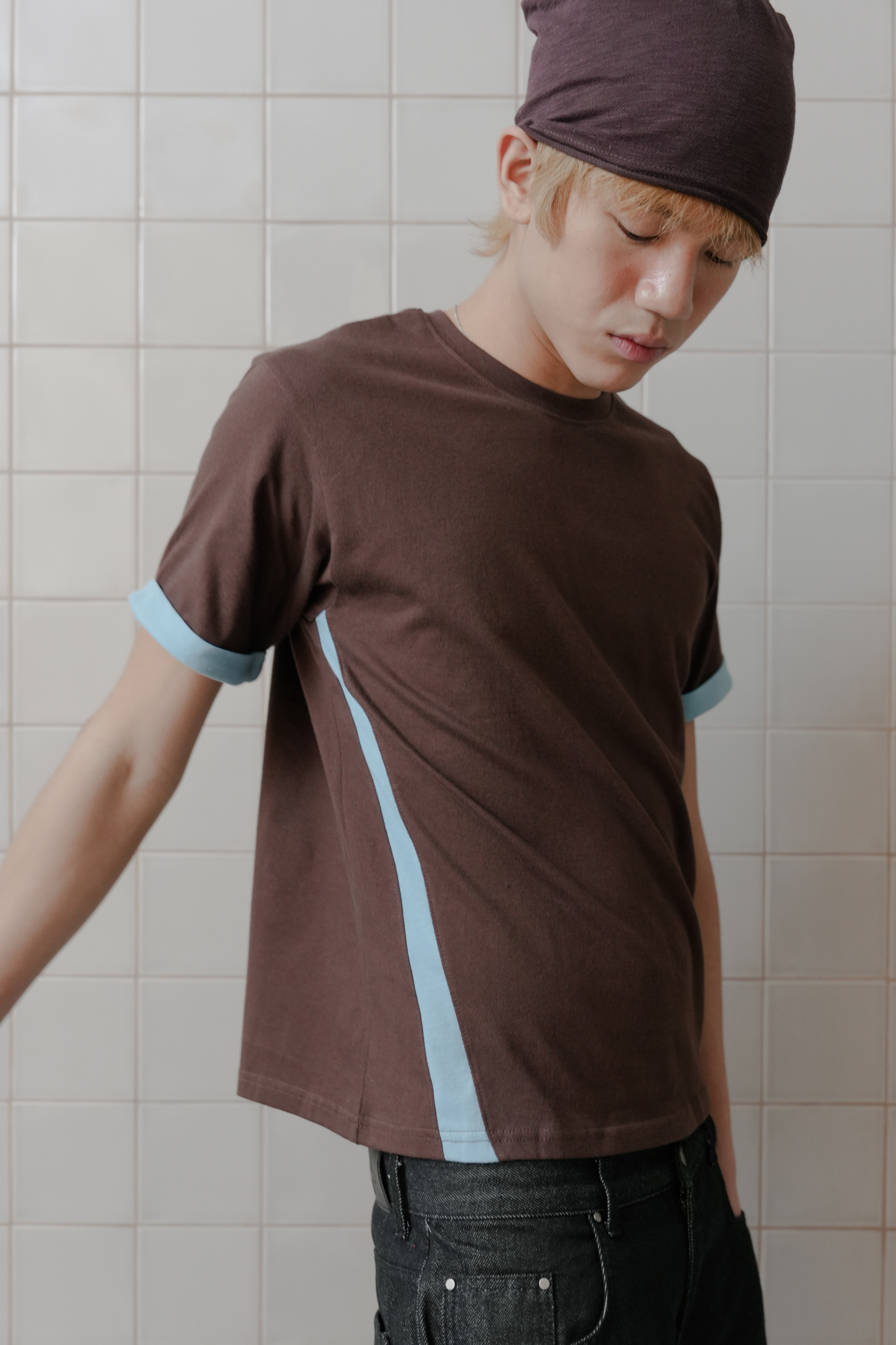 clo layered color block tee #上衣