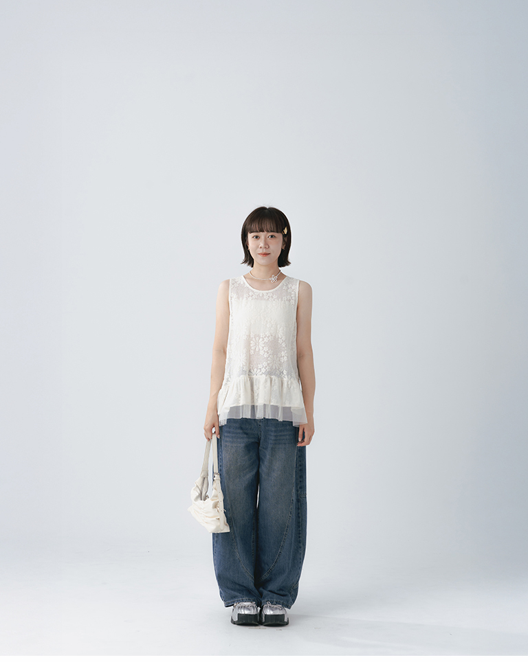 Vintage washed scimitar jeans with belt S/M/L【04011890】in stock+pre-order
