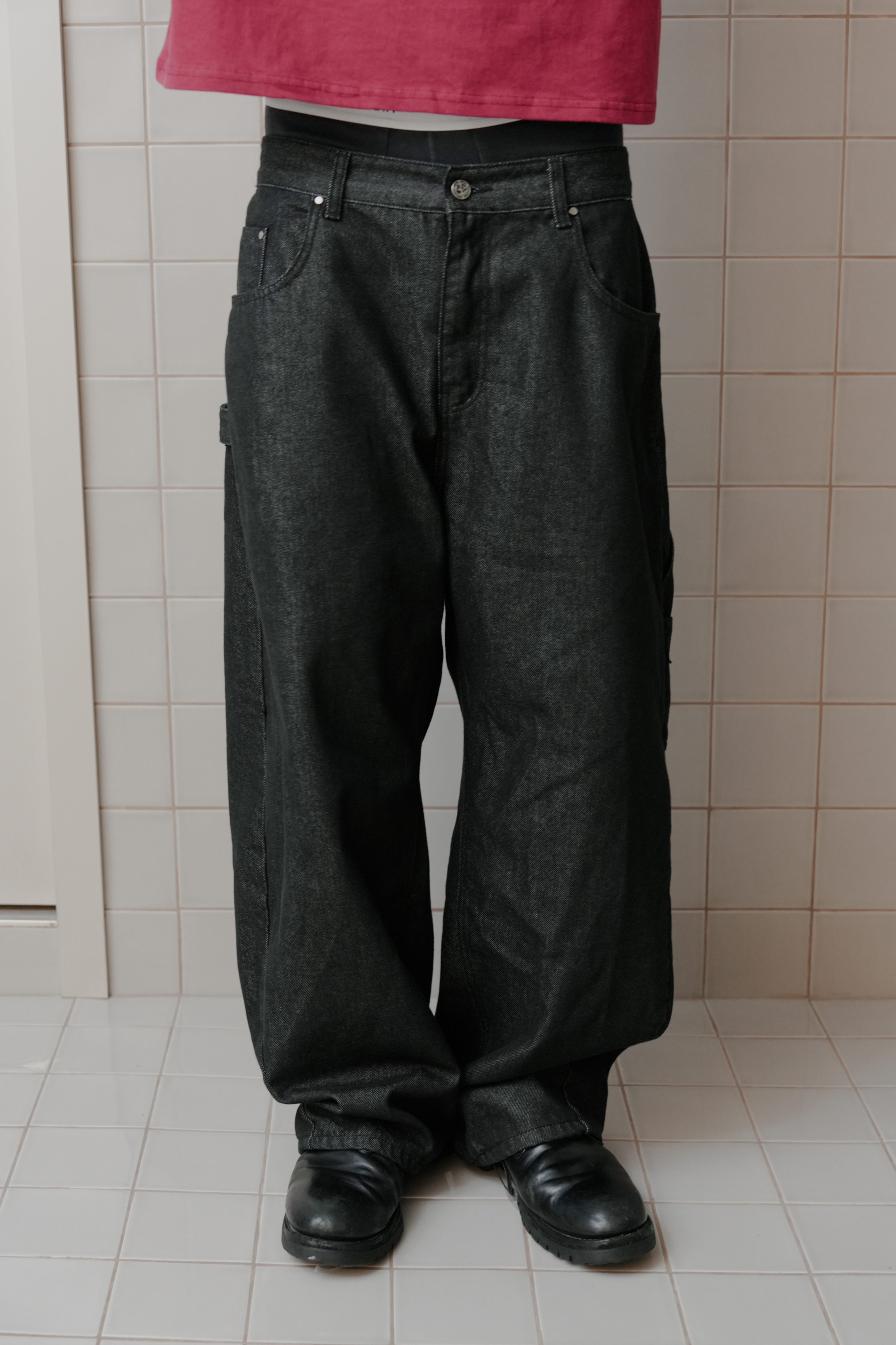 denim fatigue pants #長褲