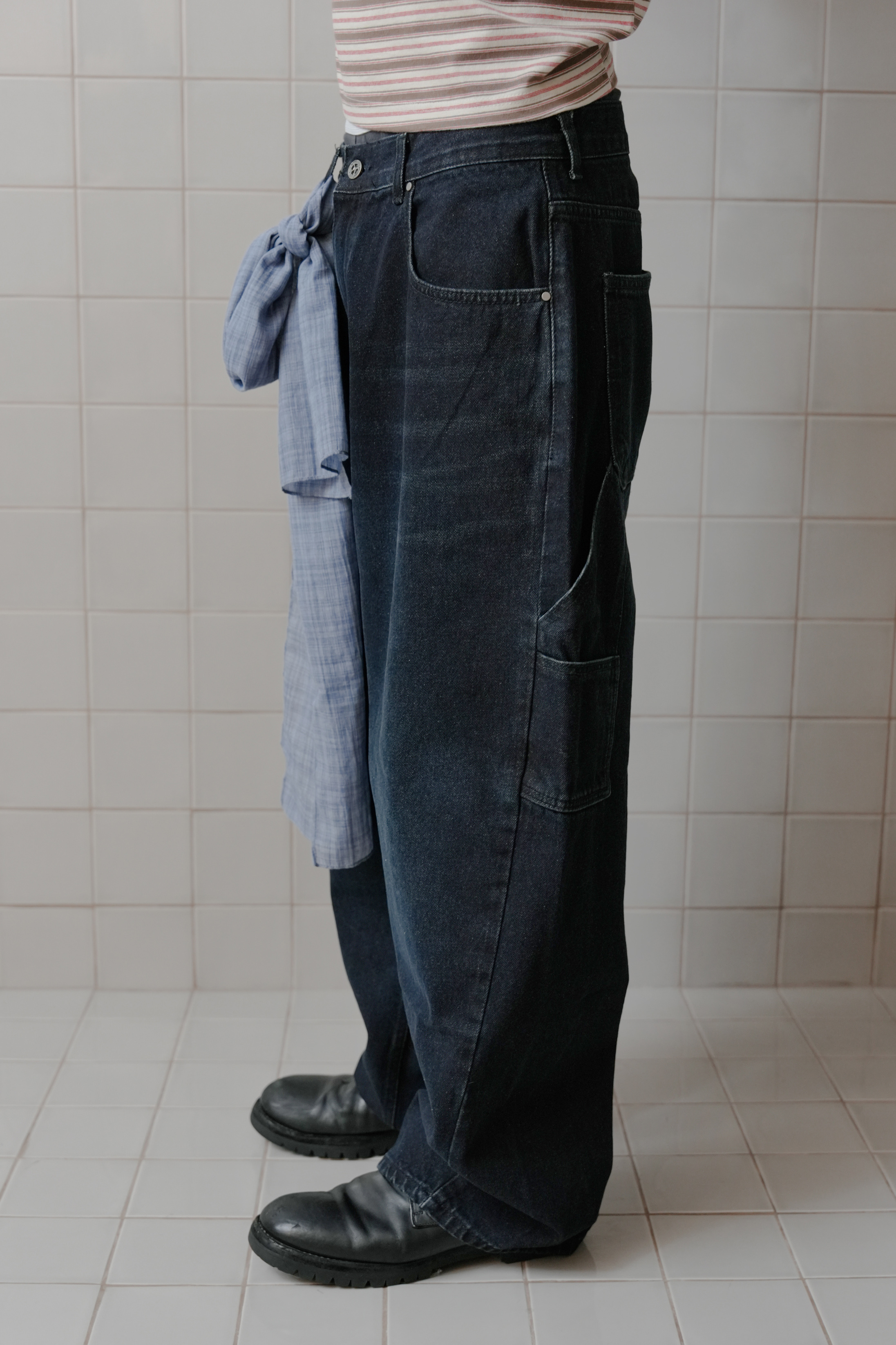 denim fatigue pants #長褲