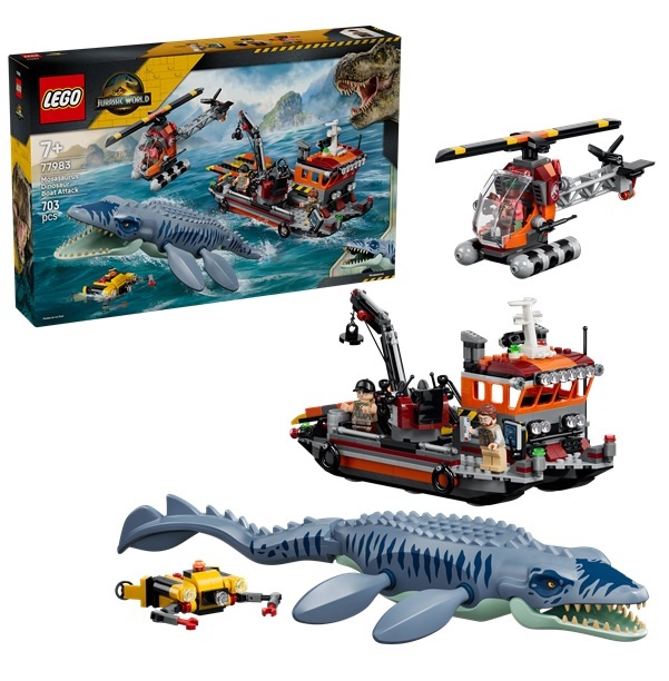 預購【LEGO 樂高】侏儸紀世界 滄龍的船隻攻擊 77983 strc