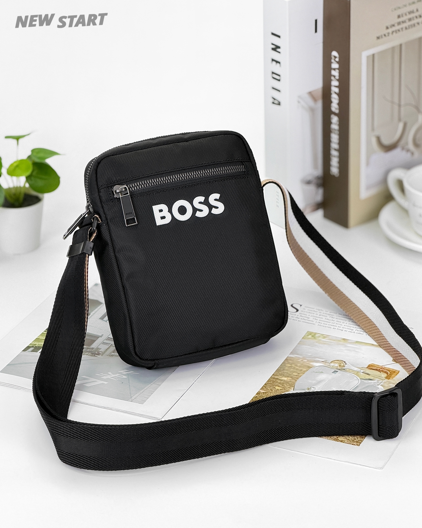Boss 立體字母 帆布 側背包 方包 斜背包